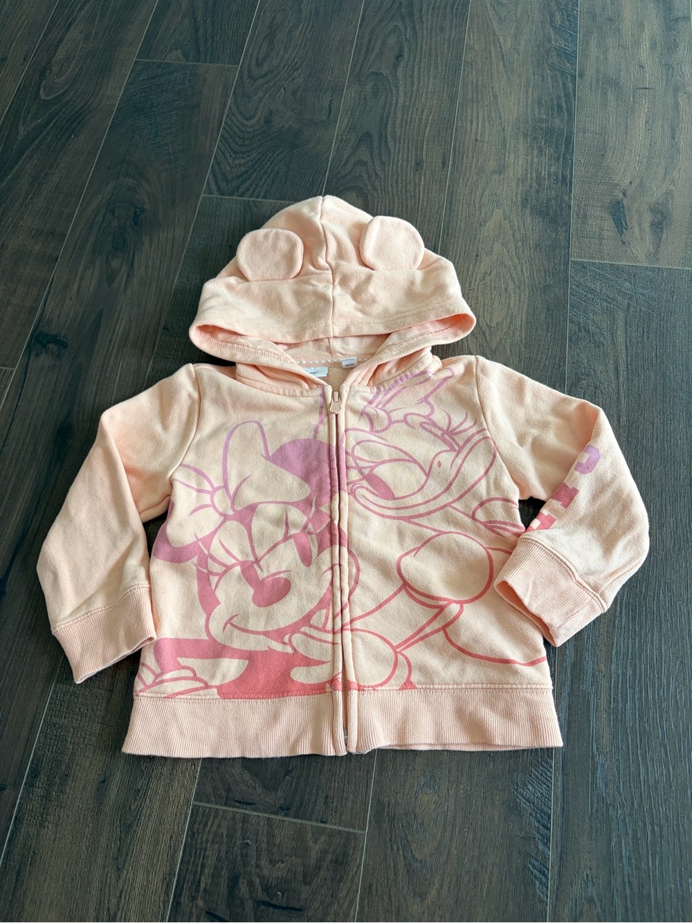 Gap Disney Peach Pink Minnie Mouse and Daisy Hooded Zip-Up Sweatshirt